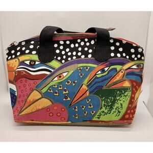 Laurel Burch Bird Bag Cosmetics Birds Spirit Tropical Tote Vtg Lined Travel Art
